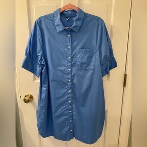 Cornflower/French Blue Shirtdress, 100% Cotton